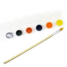 6 x Mini Acrylic Paint Pots with Brushes - Grey Black Blue Solar System Colours